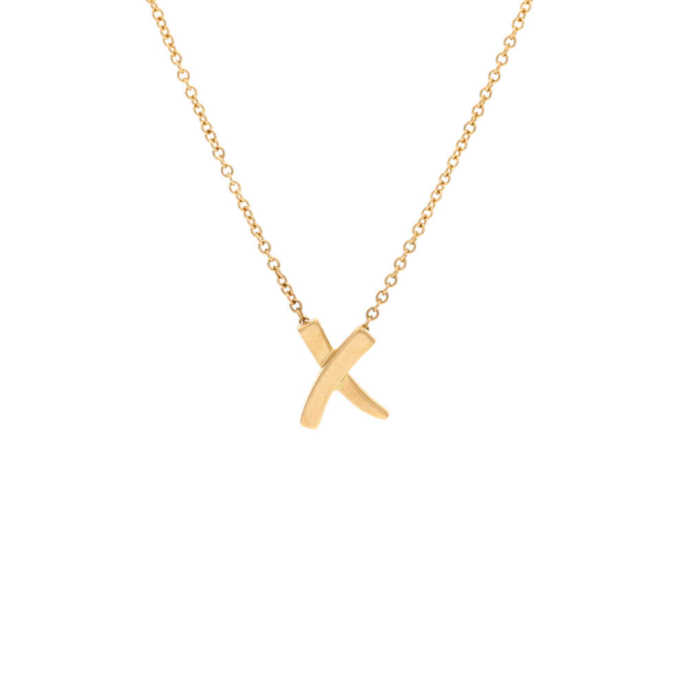 Tiffany & Co. Small Paloma Picasso Graffiti X Pendant Necklace 18K Yellow Gold